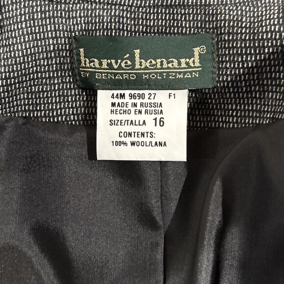 Harvey Bernard Women 16 Grey Hounds Tooth Wool Old Money Business - Picture 7 of 15